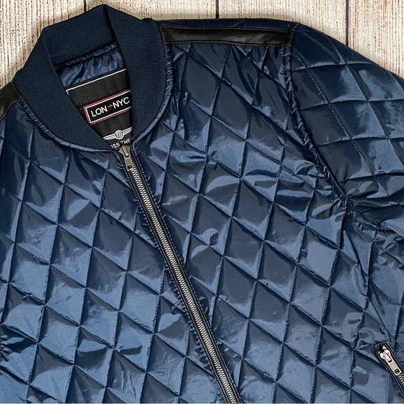 LON NYC Men’s Quilted Bomber Jacket - Picture 3 of 6